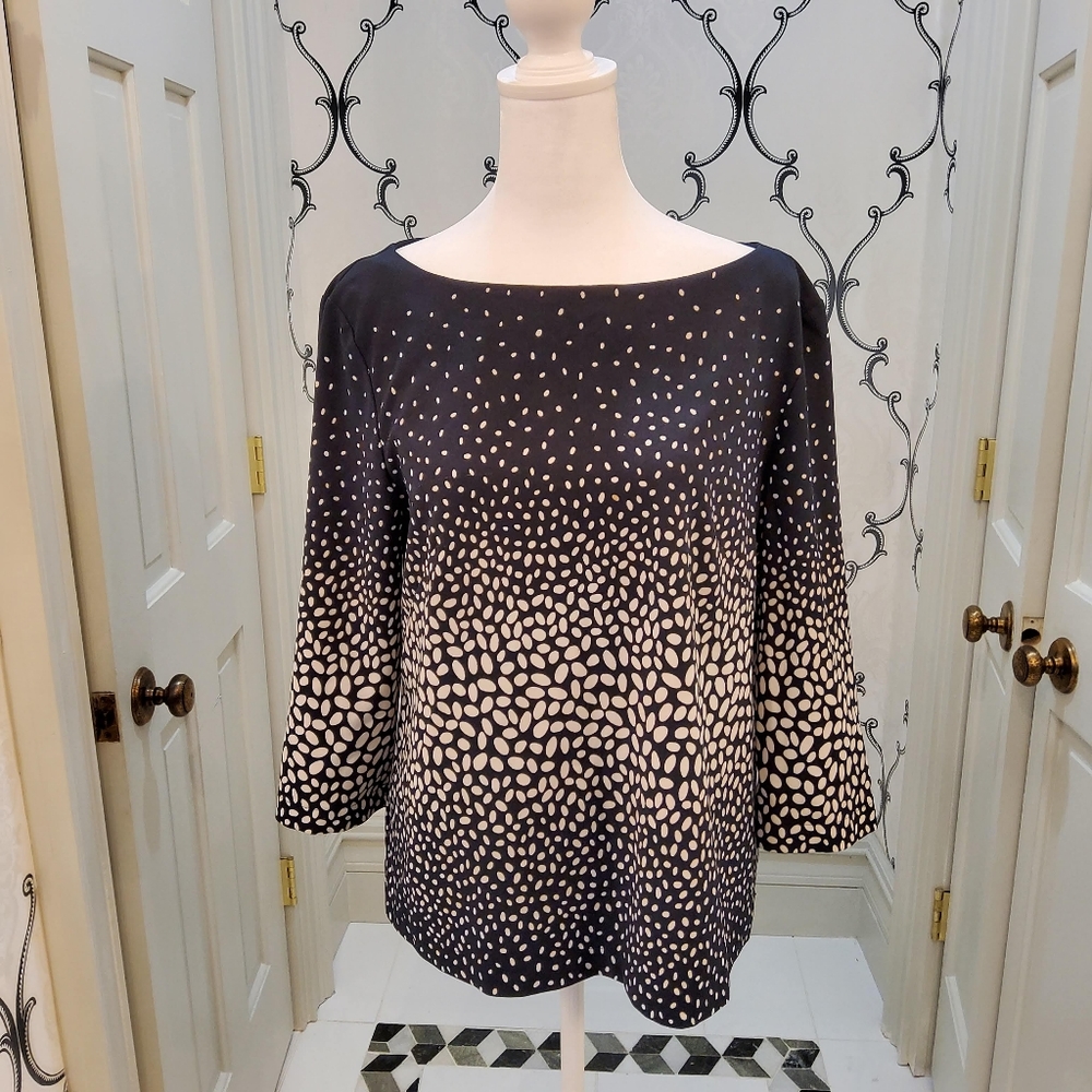Navy Blue and White Blouse